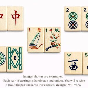 Handmade Vintage Bone and Bamboo Post Earrings